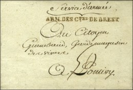 ARM.DES CTes DE BREST Sur Lettre Avec Texte Daté De Rennes, Au Recto Mention Manuscrite '' Service... - Sellos De La Armada (antes De 1900)