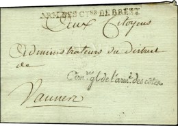 ARM DES CTES DE BREST Sur Lettre Avec Franchise ' Comre Gl De L'armé Des Côtes ', Au Verso Beau Cachet... - Legerstempels (voor 1900)