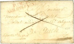 P. (M) P./ ARM. D'ESPAGNE Rouge Sur Lettre Avec Texte Daté De Madrid. 1824. - TB / SUP. - R. - Legerstempels (voor 1900)