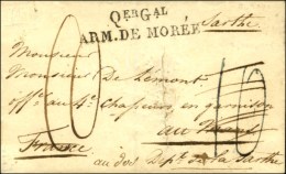 Qer Gal / ARM. DE MOREE Sur Lettre Sans Texte Pour Le Mans, Au Verso DEB 71 / LE MANS. 1828. - SUP. - R. - Legerstempels (voor 1900)