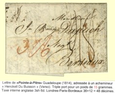 Longue Lettre En Triple Port Avec Superbe Texte Daté De Pointe à Pitre Le 16 Novembre 1814... - Other & Unclassified