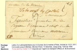 Lettre Sans Texte D'un Plénipotentiaire Pour Le Bureau De La Marine à Paris (au Verso Càd... - Otros & Sin Clasificación