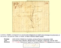 Lettre Avec Texte Daté De Staford Le 18 Octobre 1806 Adressée à Paris Par Le Cartel De Morlaix... - Altri & Non Classificati