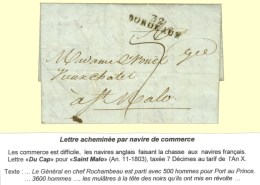 Lettre Avec Texte Daté Du Cap Le 12 Germinal An 11 Pour St Malo Entrée Par Bordeaux. Superbe Texte... - Other & Unclassified