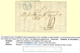 Lettre Avec Texte Daté De Londres Le 25 Octobre 1781 Acheminée Par Douvres, Ostende Et Bruxelles Pour... - Altri & Non Classificati