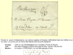 Lettre Avec Texte Daté Du Cap Le 25 Septembre 1778 Pour Caudebec Déposée Dans Un Port... - Otros & Sin Clasificación