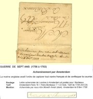 Lettre Avec Texte Daté De Londres Le 2 Janvier 1758 Acheminée Et Postée à Amsterdam... - Otros & Sin Clasificación