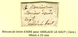 Petite Lettre Avec Texte Daté D'Aire (48 X 33 Mm) Acheminée Frauduleusement Du Fait De Sa Petite... - ....-1700: Voorlopers