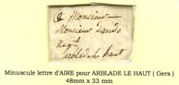 Petite Lettre Avec Texte Daté D'Aire (48 X 33 Mm) Acheminée Frauduleusement Du Fait De Sa Petite... - ....-1700: Precursors