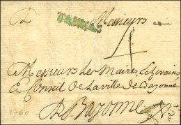 TARTAS Vert (L N°5) Sur Lettre Avec Texte Du Procureur Fiscal De M. Le Duc De Bouillon Pour Une Demande De... - ....-1700: Précurseurs