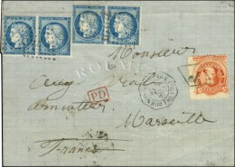 Losange J / TP Argentin 5 Centavos + N° 60 (2 Paires) Oblitérées Ancre (2 Ex. Infime Froissure)... - Poste Maritime