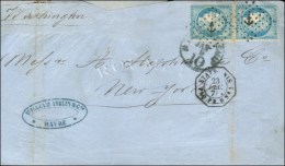 Losange Ancre / N° 60 Paire Càd ETATS-UNIS / PAQ. FR. H N° 1 Sur Lettre Pour New-York. 1871. - TB. -... - Maritime Post