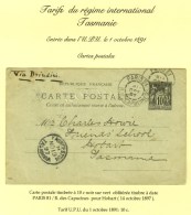 Càd PARIS 81 / R. DES CAPUCINES Sur Entier à 10c. Pour Hobart (Tasmanie). 1897. Rare Destination. -... - 1876-1878 Sage (Type I)