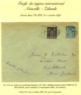 Càd PARIS 16 / R. REAUMUR / N° 89 Sur Enveloppe Timbrée à 15c. Pour Auckland (Nouvelle... - 1876-1878 Sage (Type I)