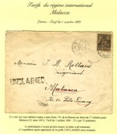 Càd PARIS / PL. DE LA BOURSE / N° 97 Sur Lettre Pour Malacca. Au Recto Griffe UNCLAIMED. 1891.... - 1876-1878 Sage (Type I)