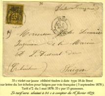 Càd BREST / FINISTERE / N° 93 Sur Lettre Adressée à Saigon. 1878. - TB / SUP. - R. - 1876-1878 Sage (Type I)