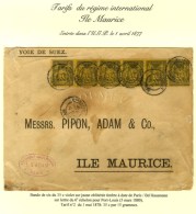 Càd PARIS / Bd HAUSMANN / N° 93 Bande De 6 Sur Lettre 6 Ports Pour L'île Maurice. 1880. - TB. - R.... - 1876-1878 Sage (Type I)