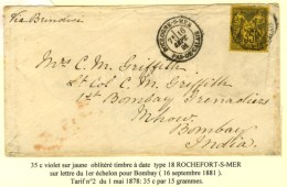 Càd T 18 BOULOGNE-S-MER / PAS-DE-CALAIS / N° 93 Sur Lettre Pour Bombay. 1881. - TB / SUP. - 1876-1878 Sage (Type I)