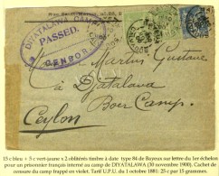 Càd BAYEUX / CALVADOS / N° 90 (def) + 102 (2) Sur Lettre Pour Un Prisonnier Français... - 1876-1878 Sage (Type I)