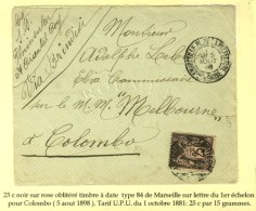 Càd MARSEILLE / N° 97 Sur Lettre Adressée à Bord Du '' Melbourne '' à Colombo.... - 1876-1878 Sage (Type I)