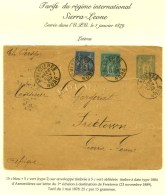Càd ARMENTIERES / NORD / N° 75 + 90 Sur Entier Postal à 5c. Vert Pour Freetown (Sierra-Leone).... - 1876-1878 Sage (Type I)