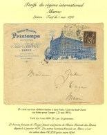 Càd PARIS / GARE DU SUD-OUEST / N° 90 Sur Belle Enveloppe Illustrée Du ' Printemps ' Pour Tanger.... - 1876-1878 Sage (Type I)