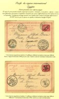 Lot De 2 Cartes Postales Avec Réponse Payée Oblitérées à Batna Et Miliana Pour... - 1876-1878 Sage (Type I)