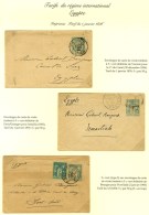 Lot De 3 Enveloppes Carte De Visite Affranchies à 5 Et 10 C. à Destination Du Canal De Suez,... - 1876-1878 Sage (Type I)