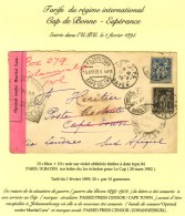 Càd PARIS 74 / R. BAYEN / N° 89 + 90 Sur Lettre Pour Le Cap Réexpédiée à... - 1876-1878 Sage (Type I)