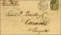 Càd PARIS / R. D'ENGHIEN / N° 72 Sur Lettre Pour Caracas, Au Recto Càd Octo De La Ligne B. 1877.... - 1876-1878 Sage (Type I)