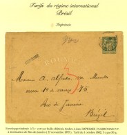 Càd IMPRIMES / NARBONNE P.P. Sur Entier 5c. Pour Rio De Janeiro. 1895. - TB. - 1876-1878 Sage (Type I)