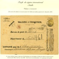 Càd BORDEAUX / FONDAUDEGE / N° 92 Sur Enveloppe N° 212 BIS De VALEURS A RECOUVRER Pour Lund... - 1876-1878 Sage (Type I)