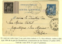 Càd GARE DE MONTBELIARD / DOUBS Sur Entier 15c + N° 89 Non Oblitéré Sur Carte Lettre Pour... - 1876-1878 Sage (Type I)