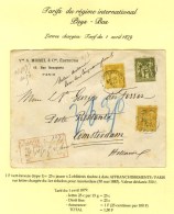 Càd AFFRANCHISSEMENTS / PARIS / N° 72 + 92 (2) Sur Lettre Chargée Pour Amsterdam (descriptif... - 1876-1878 Sage (Type I)