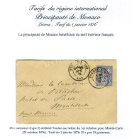 Càd TOULON-S-MER / VAR / N° 78 Sur Lettre Pour Monte Carlo. Au Verso, Càd D'arrivée. 1876.... - 1876-1878 Sage (Type I)