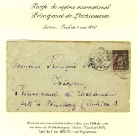 Càd LYON / RHONE / N° 97 Sur Lettre Pour Trisen (Principauté De Liechtenstein). 1899. Très... - 1876-1878 Sage (Type I)