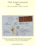 Càd PARIS / PL. DE LA BOURSE / N° 91 Bande De 3 Sur Lettre Recommandée Pour Messine Au Tarif Du... - 1876-1878 Sage (Type I)