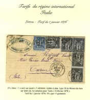 Càd MOREZ-DU-JURA / JURA / N° 79 + 83 (5) Sur Lettre Pour Turin. 1878. - SUP. - 1876-1878 Sage (Type I)