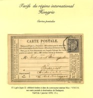 CONV. STAT. NICE / VINT-N / N° 77 Sur CP Pour Budapest. - TB. - 1876-1878 Sage (Type I)