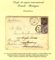 Càd AVRANCHES / MANCHE / N° 97 Sur Lettre Pour Tewkesbury Réexpédiée à... - 1876-1878 Sage (Type I)