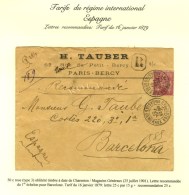 Càd CHARENTON / MAGASINS GENERAUX / N° 104 Sur Lettre Recommandée Pour Barcelone. 1901. - TB /... - 1876-1878 Sage (Type I)