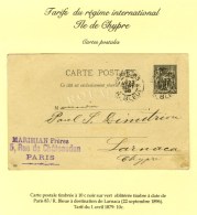 Càd PARIS 83 / R. BLEUE Sur Entier 10c à Destination De Larnaca (Chypre). 1896. Très Rare... - 1876-1878 Sage (Type I)