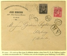Càd PARIS 93 / R. DE CHATEAU LANDON / N° 89 + 98 Sur Lettre Recommandée Avec Avis De... - 1876-1878 Sage (Type I)