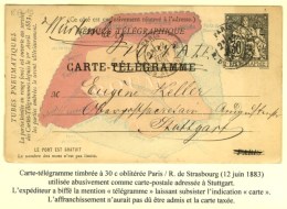 Càd PARIS / R. DE STRASBOURG Sur Carte Télégramme Timbrée à 30c Utilisée... - 1876-1878 Sage (Type I)