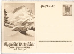 ALEMANIA 1936 ENTERO POSTAL JUEGOS OLIMPICOS DE INVIERNO DE GARMISCH PARTENKIRCHEN SKI - Inverno1936: Garmisch-Partenkirchen