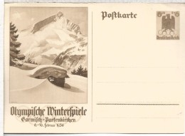 ALEMANIA 1936 ENTERO POSTAL JUEGOS OLIMPICOS DE INVIERNO DE GARMISCH PARTENKIRCHEN SKI - Winter 1936: Garmisch-Partenkirchen