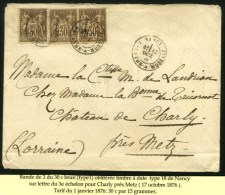 Càd T 18 NANCY / MEURTHE ET MOSELLE / N° 69 (3) Sur Lettre 3 Ports Pour Charly (près Metz). 1876.... - 1876-1878 Sage (Type I)