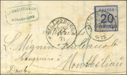 Càd STRASBOURG / Als. N° 6 Sur Lettre Pour Montbeliard, Taxe Tampon 2 Bleue. 1871. - TB / SUP. - Brieven En Documenten