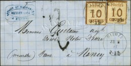 Càd DIEUZE / Als. N° 5 (2) Burelage Renversé, Sur Lettre Pour Nancy, Taxe Tampon 2. 1871. - TB /... - Brieven En Documenten