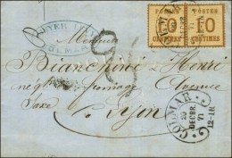 Càd Fer à Cheval COLMAR / Als. N° 5 Paire Sur Lettre Pour Lyon, Taxe Tampon 25c. 1871. - TB /... - Brieven En Documenten